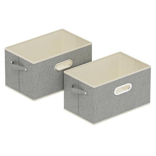 Fabric Open Storage Bins with Metal Handles, Collapsible Organizer Baskets, Foldable Cube Boxes for Shelves, Closet, Living Room, 13x9.1x7.9in, Grey, 2 Pack - color: Grey, size: 13x9.1x7.9 in(2 Pack)