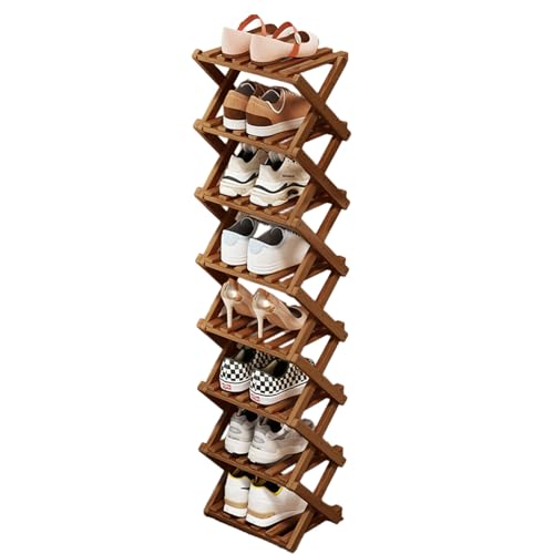 Shoe Racks, Foldable Shoes Organizer Free Standing Shelf for Entryway, Closet, Bedroom, Hallway, | Natural | Functional | Multifunctional Shoe Rack (Five Layers of Brown) - color: Five Layers of Brown