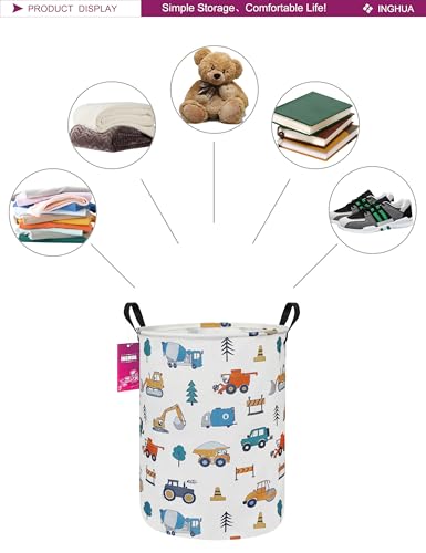 Laundry Hamper Large Canvas Fabric Lightweight Storage Basket/Toy Organizer/Dirty Clothes Collapsible Waterproof for College Dorms, Boys and Girls Bedroom,Bathroom(Vehicles) - color: Vehicles