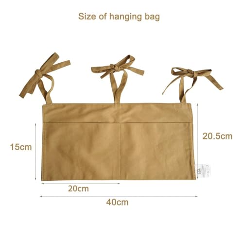 Baby Bedside Hanging Storage Bag - 2-Pocket Bedside Storage with High Capacity for Diapers & Essentials, Space-Saving Hanging Nursery Organizer 5 Colors Available (Khaki) - color: Khaki