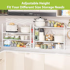 Expandable Cabinet Shelf Organizer Rack, Stackable Kitchen Counter Storage Shelves Stand, Adjustable Height Pantry Shelf Spice Rack (White-2 Pack, 8.7" D x 15.4-26.8" W x 9.8" H) - color: White-2 Pack