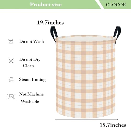 CLOCOR Large Laundry Basket,Waterproof Nursery Hamper,Collapsible Fabric Storage Container,Room Decor,Gift Basket（Yellow Grid - color: Yellow Grid