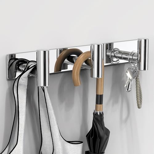 VAEHOLD Hat and Coat Wall Mount Rack - Hooks for Robes, Bags, Keys, and Towels - Bathroom Towel Hanger Organizer (Polished Chrome, “T“ Shape 3 Hooks 2 Pack) - color: Polished Chrome, size: “T“ Shape 3 Hooks 2 Pack