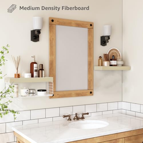 QEEIG Bathroom Shelves Over Toilet - Wall Mounted Floating Shelves Toilet Paper Storage Small Farmhouse Decor Shelf 16 inch Set of 2, Natural (019-BNW2) - color: E. Natural, size: 2pcs