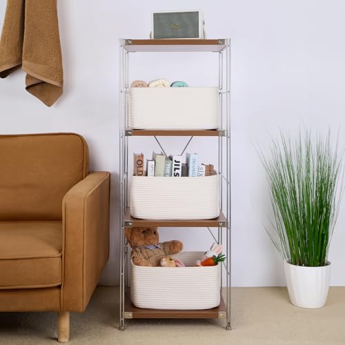 MiniArk Large Storage Baskets for Shelves, Closet Organizers Bins for Clothes Blanket Towels, Baby Nursery, Toy Baskets Box, Woven Rope Baskets, 17 x 13 x 7.5”, 2 Packs Off White - color: Off White, size: 2pcs-L17×W13×H7.5"