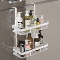 White Over Door Shower Caddy, Rustproof Bathroom Organizer, 2-Tier Storage Rack, 11.81x5.31 Inch Shelves, No Drilling Required