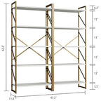 Shintenchi 2 Pieces 5 Tiers Bookshelf, Classically Tall Bookcase Shelf, Industrial Book Rack, Modern Book Holder in Bedroom/Living Room/Home/Office, Storage Rack Shelves for Books/Movies-Gold - color: 2pcs/Gold