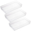 LotFancy Clear Plastic Drawer Organizer, 12’’ x 6” x 2’’, Set of 3 Drawer Storage Containers Bins for Dresser Cosmetics Makeup, Stackable - size: 12x6x2''