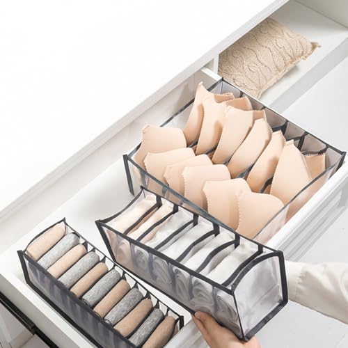 2 Pcs 11 Grids 7 Grids Underwear Drawer Organisers Sock Drawer Organizer Divider Underwear Storage Boxes Foldable Closet Dresser Drawer Organizer for Storing Socks White - color: White