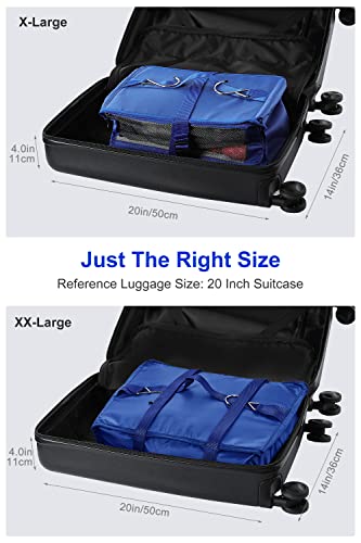 ELEZAY Hanging Packing Cubes Portable Closet 3-Shelf Travel Collapsible Compression Garment Organizer for Carry-on Luggage Suitcase Space Saver Bag XX-Large_No Side Pockets, Lightgrey - color: Lightgray, size: XX-Large_16*12*24 IN