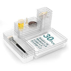 30Pcs Clear Plastic Drawer Organizers Set, 4size makeup drawer organizer trays for vanity,desk,bathroom,office,nightstand,gadgets for kitchen drawer, Versatile drawer divider storage bins - size: 30P