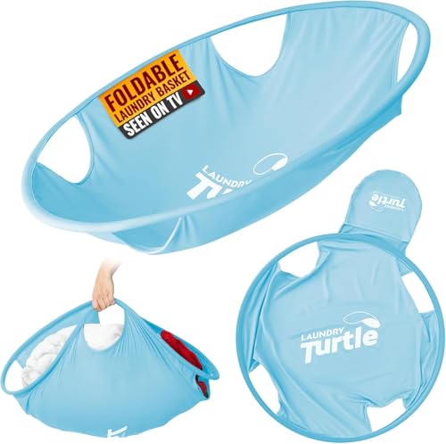 Laundry Turtle Collapsible Laundry Basket | Revolutionary Foldable Laundry Hamper | Innovative Laundry Basket for Dirty Clothes Washing & Dryer Removal Portable Laundry Grabber (Aqua, Large) - color: Aqua, size: Large