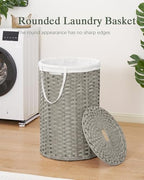 SETVSON Large Laundry Hamper Laundry Basket Round 34.3 Gal (130 L) Handwoven Wicker Laundry Baskets Rattan Laundry Basket with Laundry Bag Handles 2 Mesh Bags for Living Room Bedroom Gray - color: Gray, size: 130L