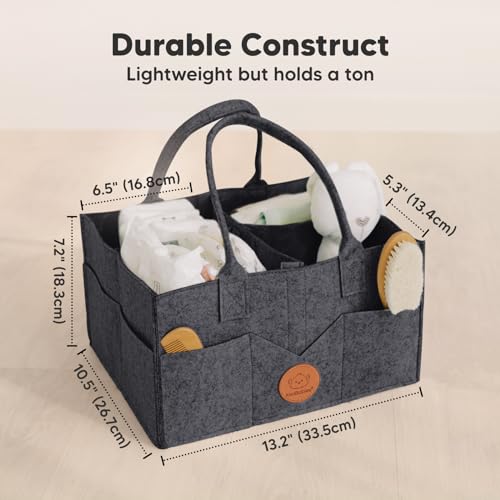 KeaBabies Baby Diaper Caddy Organizer with Handle - Portable Baby Car Organizers and Storage for Nursery, Changing Table, Large Shower Gift Basket for New Mom Gifts & Boy Girl Registry (Mystic Gray) - color: Mystic Gray