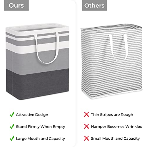 HomeHacks Laundry Basket,100L Each Waterproof, Freestanding Laundry Hamper, Collapsible Tall Clothes Hamper with Extended Handles for Clothes Toys in The Dorm and Family, 2-Pack Gradient Grey - color: Grey, size: 100L