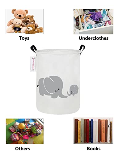 QUEENLALA Large Storage Basket,Laundry Hamper/Bathroom/Home Decor/Collapsible Round Storage Bin,Boys and Girls Hamper/Boxes/Clothing(Parent-child elephant) - color: Parent-child elephant