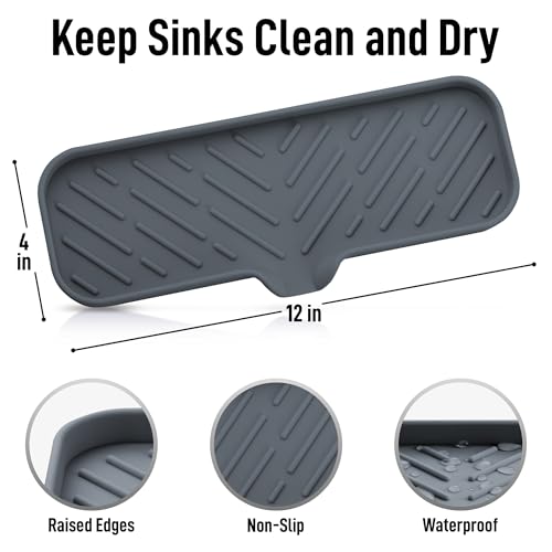 Zulay Kitchen Large Silicone Sponge Holder (12x4) – Flexible Sink Organizer Tray for Kitchen & Bathroom – Multipurpose Soap Dish for Sponges, Makeup, Trinkets & More (Grey) - color: Grey, size: Large (12x4)