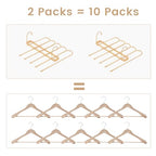 Pants Hangers Space Saving,Closet Hangers 5 Layers 2 Uses Multi Functional Pants Rack,Metal Heavy Duty Wardrobe Organizer Racks for Clothes Trousers Scarves Ties (2Pack Gold) - color: 2pack Gold