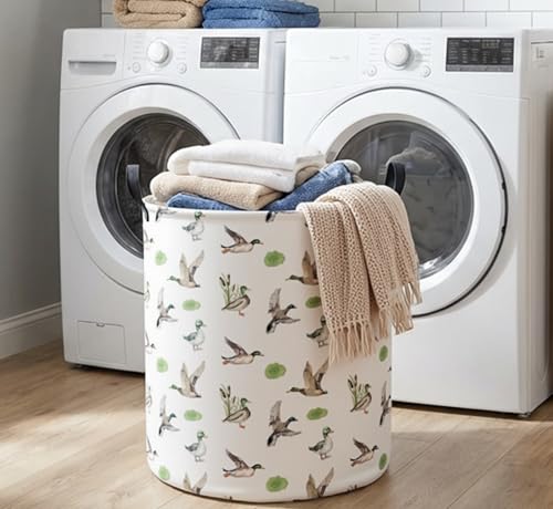 Essme Kids Laundry Basket,Duck Hamper Collapsible Waterproof Storage Bin for Home Decor,Gift Baskets(Green Duck) - color: Green Duck
