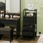 Furnulem 5 Drawers Dresser with Charging Station, Fabric Chest of Drawers with Open Shelf, Tall Night Stand, Bedside Table for Closet, Entryway, Bedroom Furniture, 3 Ways to Use, Black Oak - color: Black Oak, size: 5 Drawer