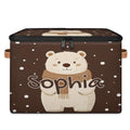 Custom Storage Basket with Name, Personalized Storage Bins with Zipper Lid, Foldable Fabric Storage Box Large capacity with Handle Scarf Bear - color: Option 2