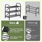 3-Tier Shoe Rack for Closet, 16"-32" Expandable ShoeRackAdjustable for Entryway Closet Doorway SturdyMetal, Black - color: 3 Layers and 3 Tubes