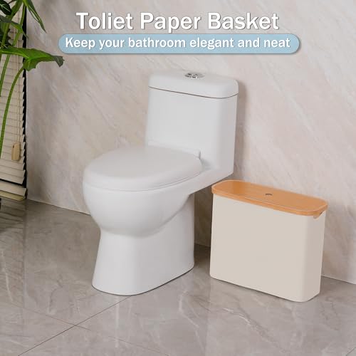 efluky Toilet Paper Basket, Toilet Paper Storage with Lid, Toilet Paper Organizer for Bathroom, Free Standing Toilet Paper Holder with Storage, Beige - color: Beige