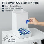 SimplyImagine Acrylic Laundry & Dishwasher Pod Dispenser - Large White Acrylic, 2 Lids - Wall-Mount Or Countertop Gravity Feeder - Laundry Room Organization & Storage for Laundry Pods