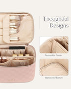 Prite Makeup Bag, Large Capacity Portable Travel Cosmetic Bag, Waterproof Makeup Organizer for Women with Handle and Divider (001 Checkered Pink) - color: 001 Checkered Pink