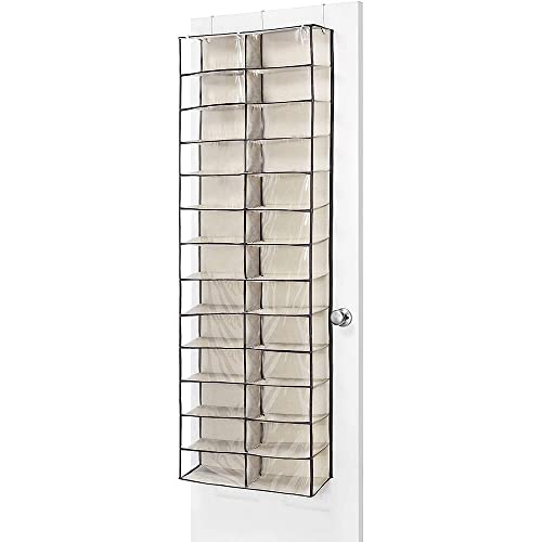 Whitmor Over the Door Shoe Shelves - size: 26 Pocket Transparent & Beige