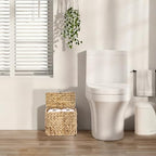 Sumnacon Toilet Paper Basket, Wicker Water Hyacinth Toilet Paper Holder with Handles and Lid, Holds Up to 4 Mega Rolls, Decorative Farmhouse Woven Bathroom Accessories Toilet Tissues Organizer, Small - size: Small