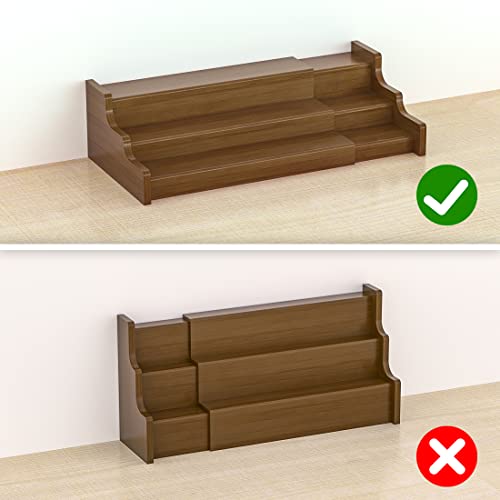 Bamboo Spice Rack Cabinet Organizer - 3 Tier Wooden Expandable Walnut Display Shelf - color: Brown