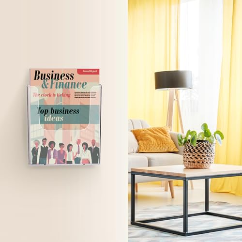 Suwimut 3 Pack Acrylic Brochure Holder, 8.5 x 11 Inch Brochure Holder Wall Mount, Clear Literature Organizer Pamphlet Flyer Display Plastic Magazine Holders for Wall