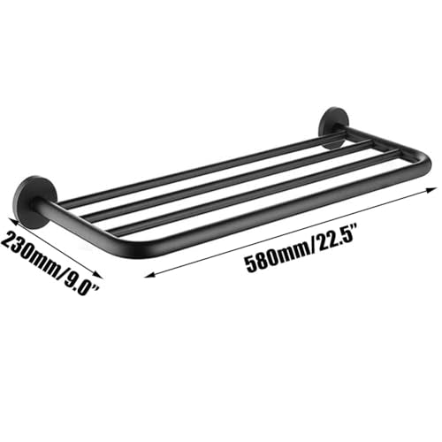 Hotel Towel Racks for Bathroom Wall Mounted, 24 Inch Towel Shelf for Bathroom, 2-Tier Bathroom Towel Rack, Black - color: Black, size: 24Inches 2PCS