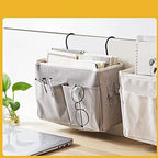 Cosiki Bedside, Bedside Storage/Bedside Hanging Storage Bag Hanging Desk Organizer for Headboards Bunk Beds Dorm Rooms Book Phone Magazine Holder (Grey)