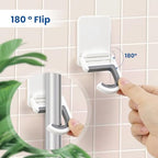 4 Pcs White Broom and Mop Holder Wall Mount Self-Adhesive Anti-Slip Gripper Cleaning Organizer Mop Handle Hanger Multi-Purpose Hook for Household, Home, Kitchen,Bathroom, Garden, Garage Storage