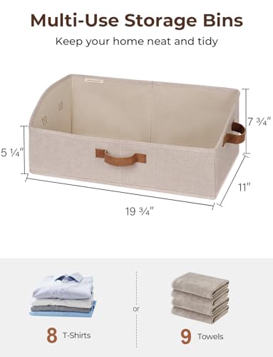 StorageWorks Closet Organizers and Storage, Trapezoid Storage Bins, Fabric Clothes Closet Bins, Storage Baskets for Shelves, Clothing, Toys, Towels, Large, Brown and Beige, 3-Pack - color: Brown and Beige, size: Large
