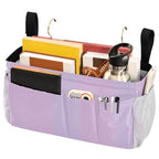 YETTASBIN Purple Bedside Caddy Hanging Storage Organizer Bag with 2 Straps & Hooks for Bunk Beds, College Dorm, Hospital Bed - Holder for Books, Phone, Magazine, Glasses, Keys