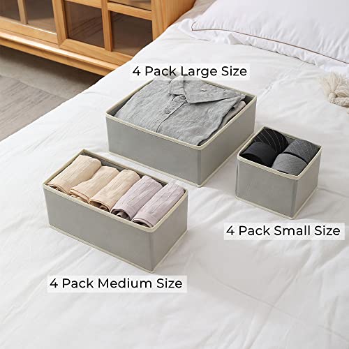 Fordonral 12 Pack Drawer Organizer Clothes, Foldable Fabric Dresser Organizer Closet Organizers and Storage Box for Underwear,Folded Clothes,Baby Clothing,Socks,Bra,Towels,Ties(12 Pack,Gray) - color: Gray, size: 12 Pack
