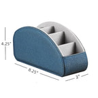 Leather Remote Control Holder,TV Remote Caddy with 5 Compartments,Desktop Organizer,for Store TV,DVD,Blu-Ray,Media Player,Heater Controllers(Blue) - color: Blue