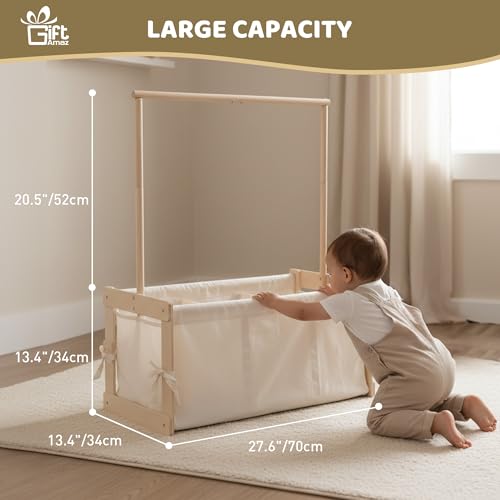 GiftAmaz 3-in-1 Wooden Baby Shower Crate Closet, Large Baby Basket for Nursery, Personalized Baby Gifts Basket, Baby Clothes Rack for Baby Shower, Newborn Boy Girl Welcome Gift for New Mom Parents