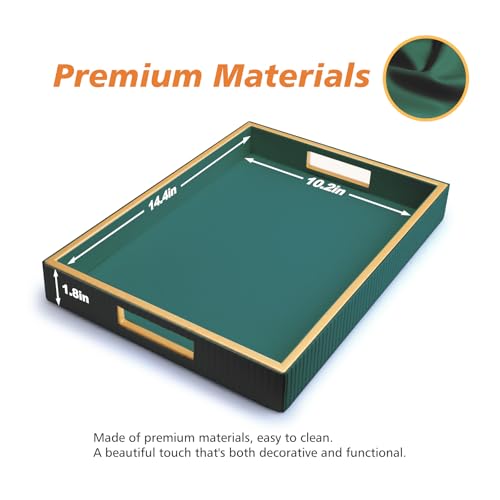 SANZIE Leather Tray Desktop Storage Organizer Premium Serving Tray Decorative Tray Valet Tray for Sundries Cosmetics Keys Phone Wallet Cutlery (Green Holder) - color: Green Holder
