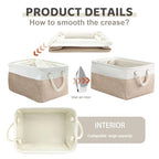 8 Pack Storage Basket Bins - Decorative Baskets Bulk Storage Box Cubes Containers with Handles for Clothes Storage Bathroom, Garage, Books, Home, Office, 13.7L x 9.8W x 6.7H (White&beige)