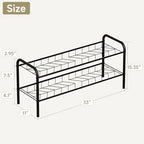 Shoe Rack,Long Shoe Organizer for Closet,Wide Shoe Storage for Entryway, 2 Tier Sturdy Metal Free Standing Shoe Shelf - size: 2-tier