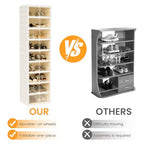Foldable Shoe Organizer Storage Box, Portable Extra Large Folding Shoe Rack for Closet, Shoe Storage Box with Magnetic Transparent Door and Wheels, 9 Layers 18 Grids - size: White 9 Layers-A