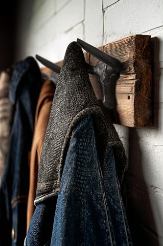 Cast Iron Coat Hooks Wall Mount 2 Pack Outdoor Western Decorative Wall Hooks Heavy Duty Towel Hooks for Bathroom Entryway Closet Cow Bull Animal Hooks Western Rustic Farmhouse Wall Decor, Antique Rust - color: Antique Rust