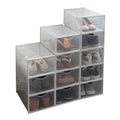 Simplify Set of 12 Stackable Shoe Boxes | Customizable | Fits Size 11 Shoes | Drop Front Design | Closet Storage | Sneakers | Heels | Clear and White - color: White