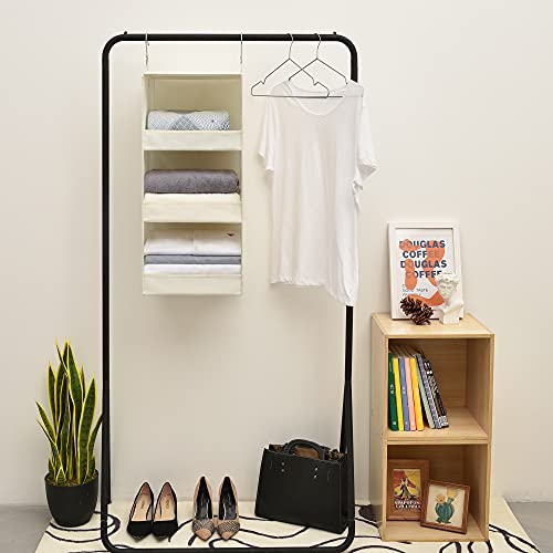 GRANNY SAYS 3-Shelf Hanging Organizer, Foldable Hanging Closet Storage, Hanging Shelves for Wardrobes & RV Closet, Beige, 29 ½" H X 12" W X 12" D, 1-Pack - color: 3-shelf Beige, size: 1-Pack