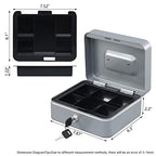 KYODOLED Medium Cash Box with Money Tray,Small Safe Lock Box with Key,Cash Drawer,7.87"x 6.30"x 3.54" Lightgrey Medium - color: Lightgrey, size: Medium