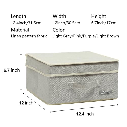 YueYue Foldable Fabric Closet Organizer Bins Box Storage - 4 Pack 12.4 X 12 X 6.7 Inch Storage Bins With Lids 4 Light Color Basket Boxes - Bins Storage Box Collapsible Cloth Home Lid - color: Light Gray/Pink/Purple/Light Brown, size: 12.4in/12in/6.7in